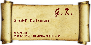Greff Kelemen névjegykártya